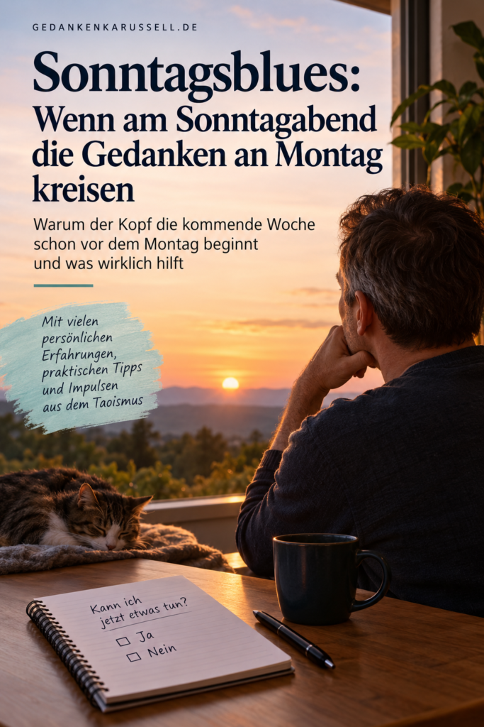 Nachdenklicher Mann am Sonntagnachmittag mit Gedanken an die kommende Arbeitswoche